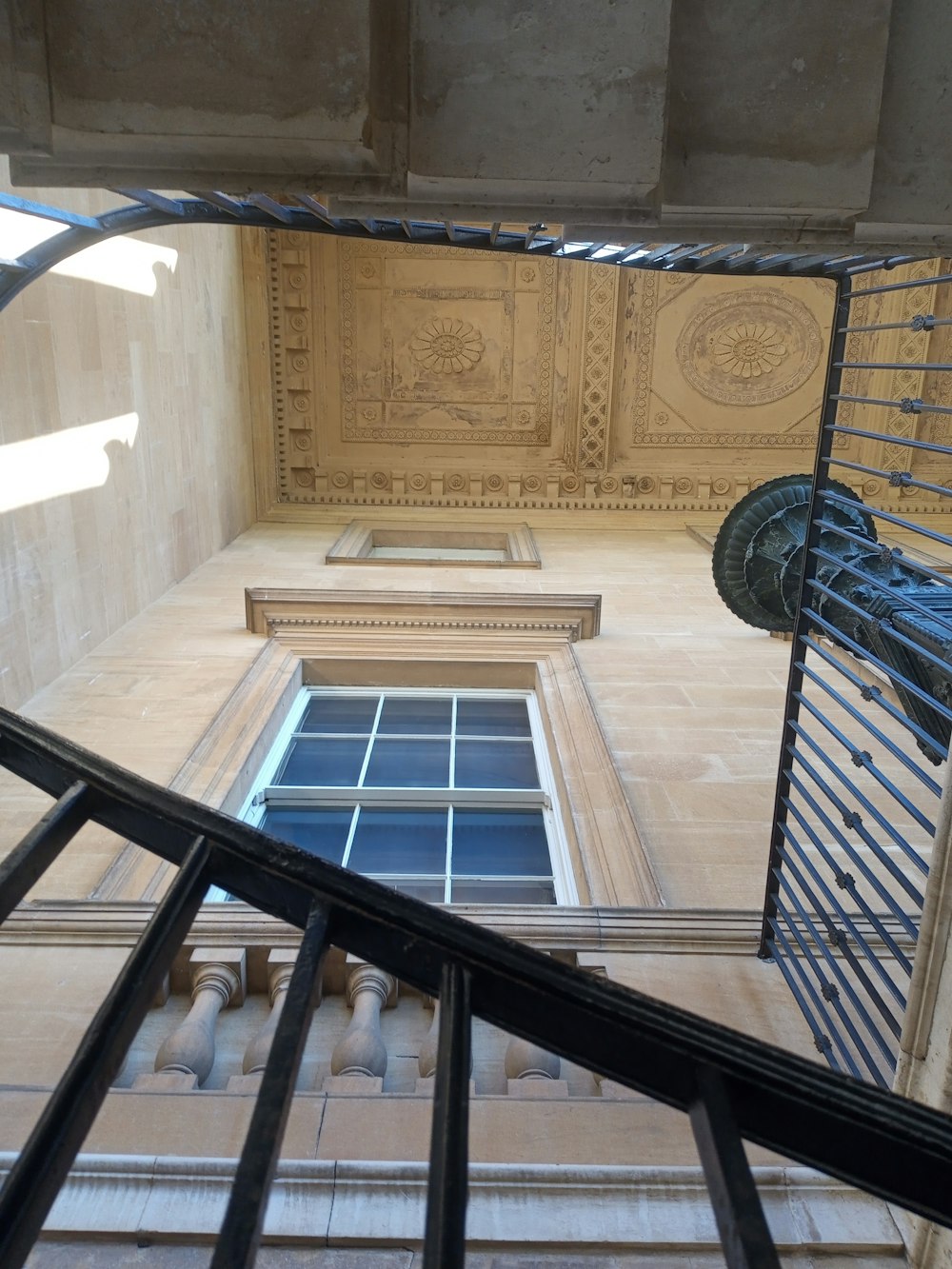 a staircase with a window