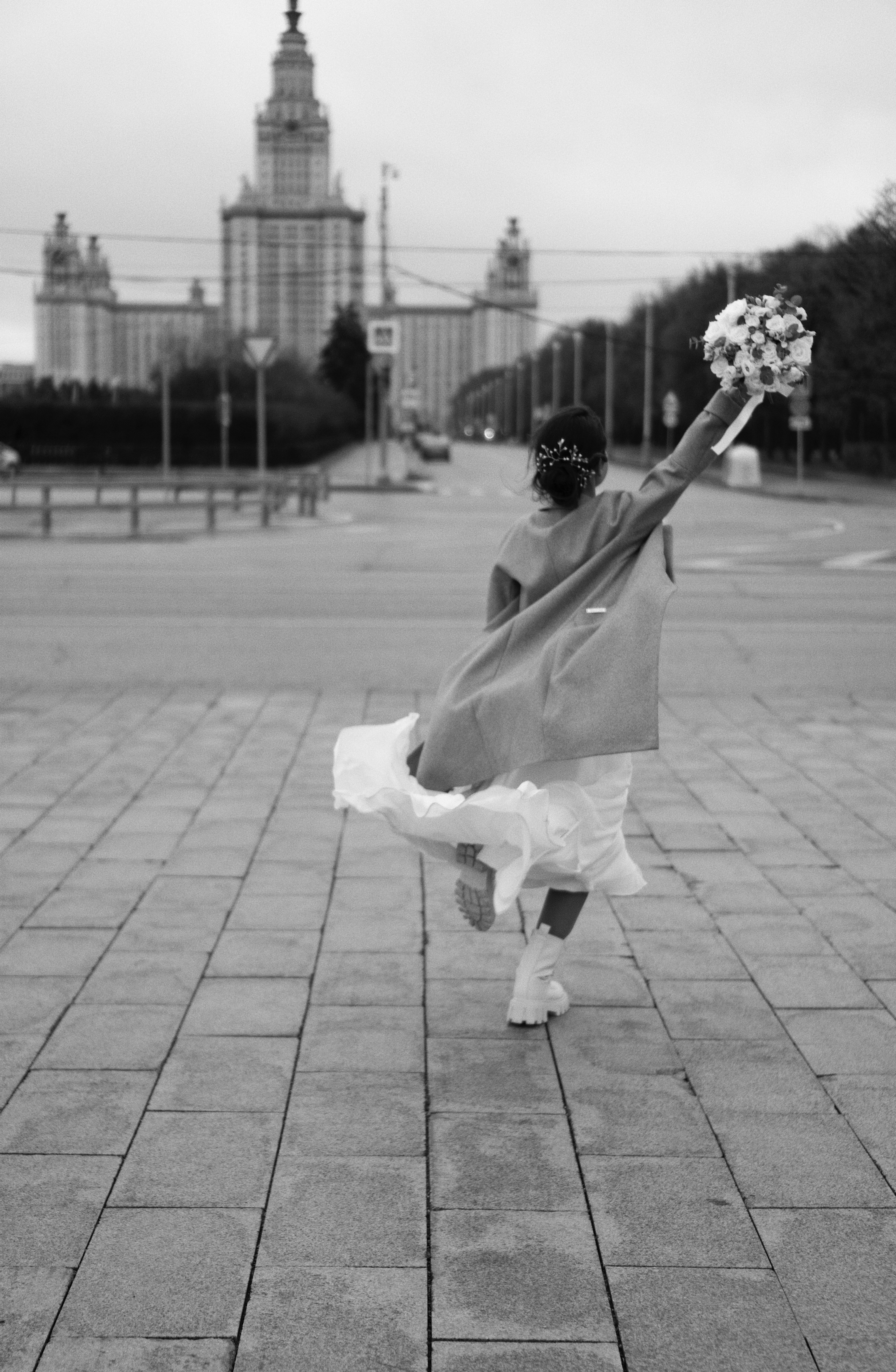 Bride runs