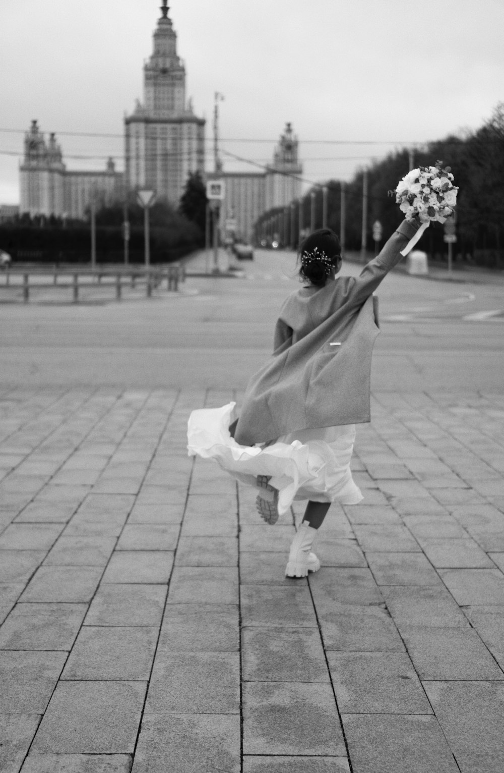 a woman holding flowers