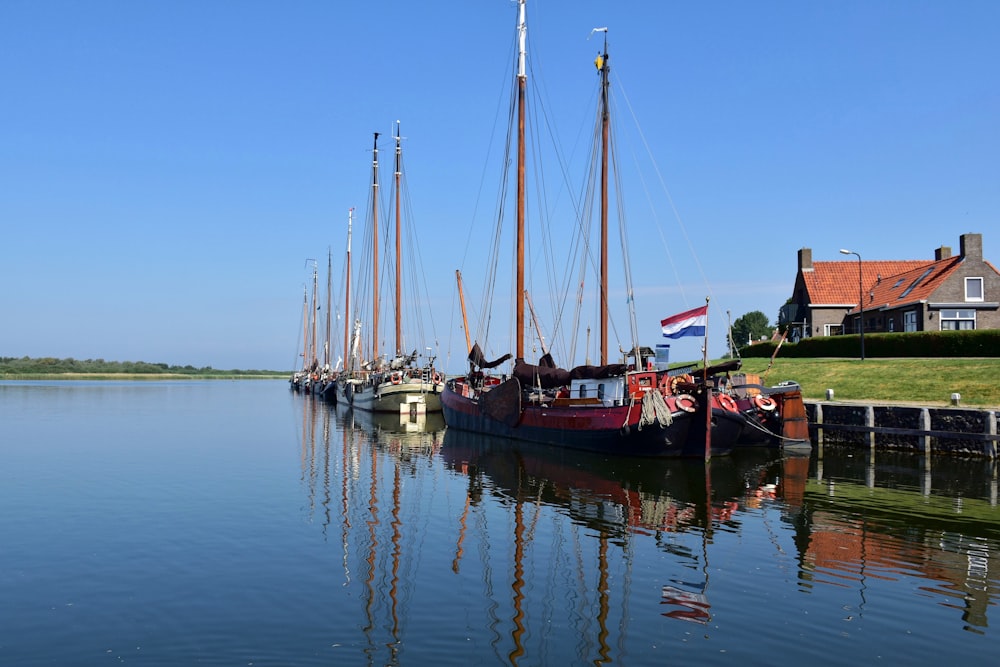 a couple of boats in a body of water