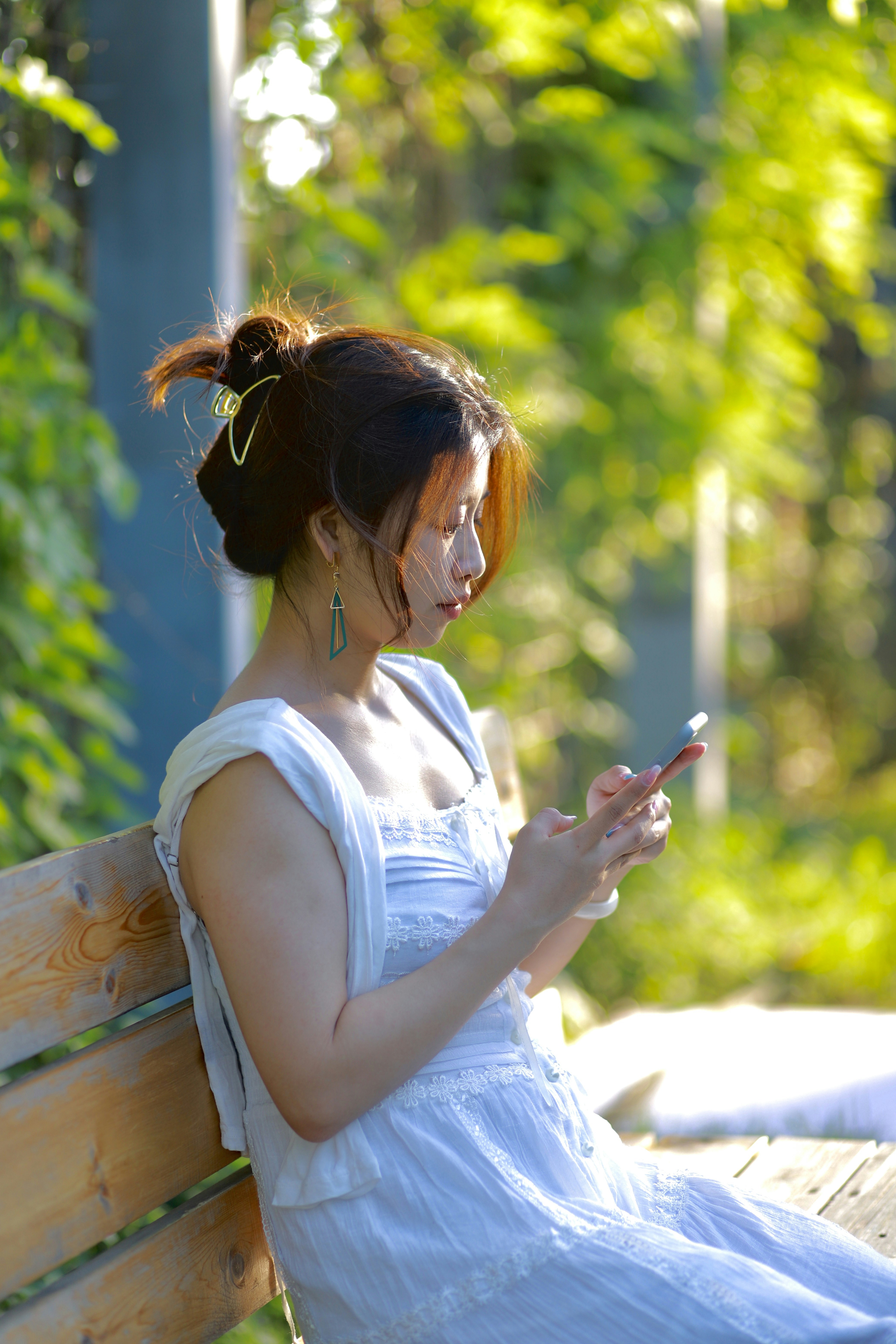 a woman in a white dress