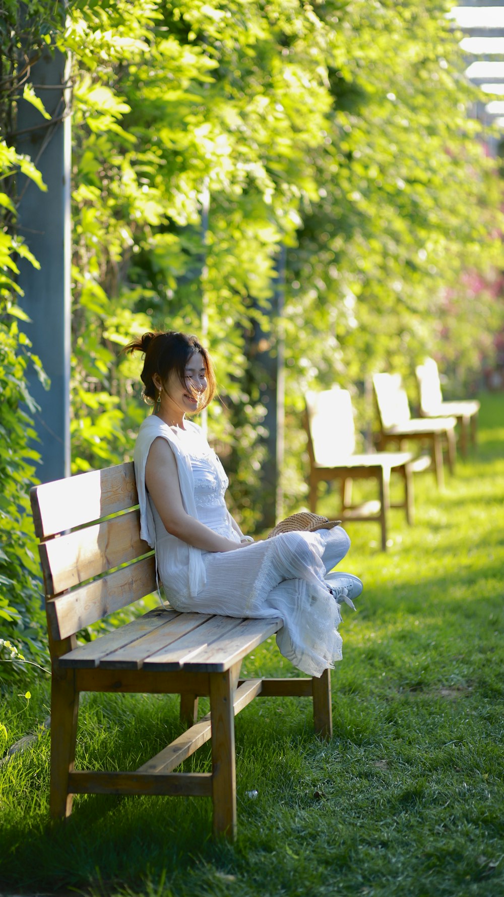 a person sitting on a bench