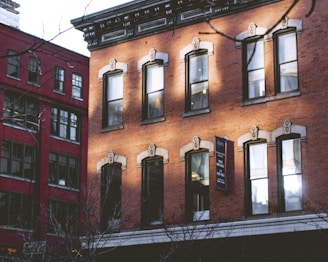 a brick building with windows