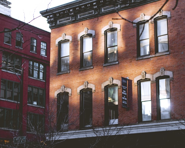 a brick building with windows