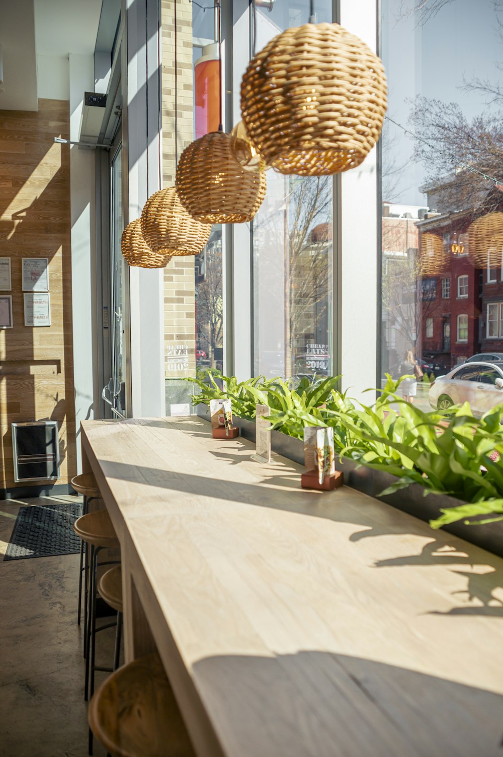 a table with a couple of baskets on it