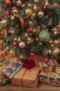 presents under a christmas tree