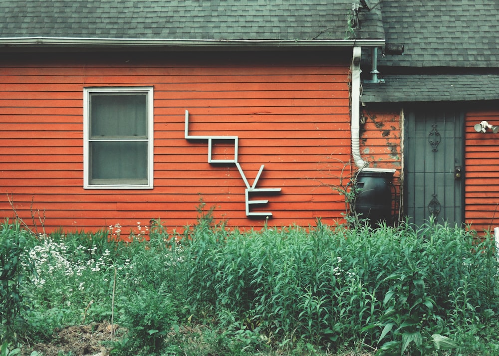 a red house with windows