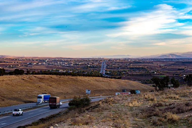 Rural road stretching into the distance