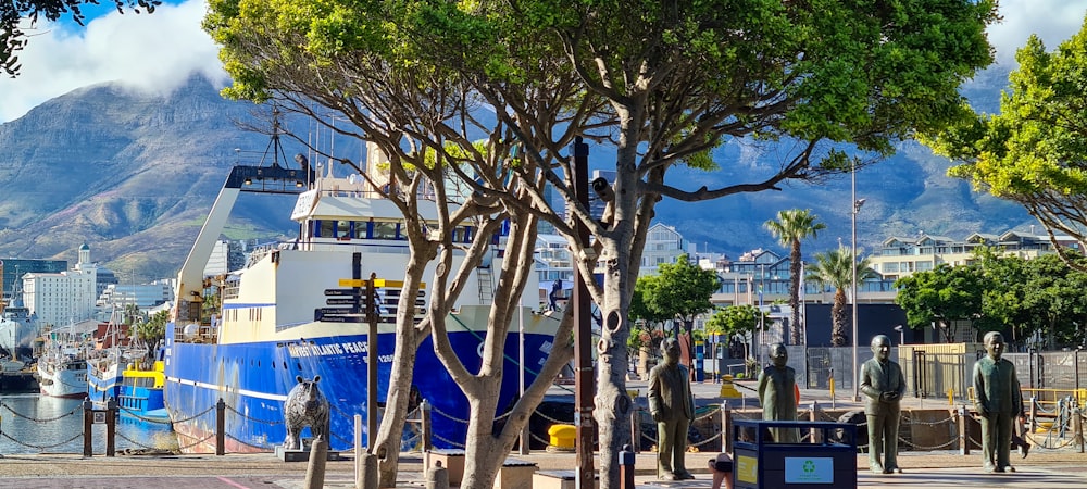 a boat docked at a pier