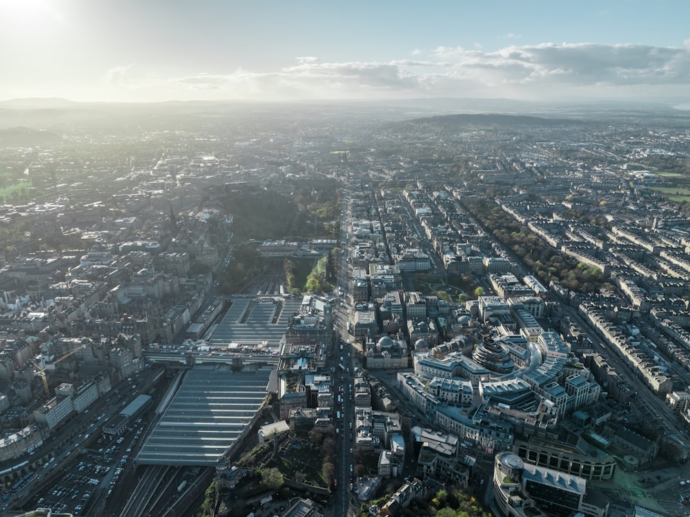 an aerial view of a city