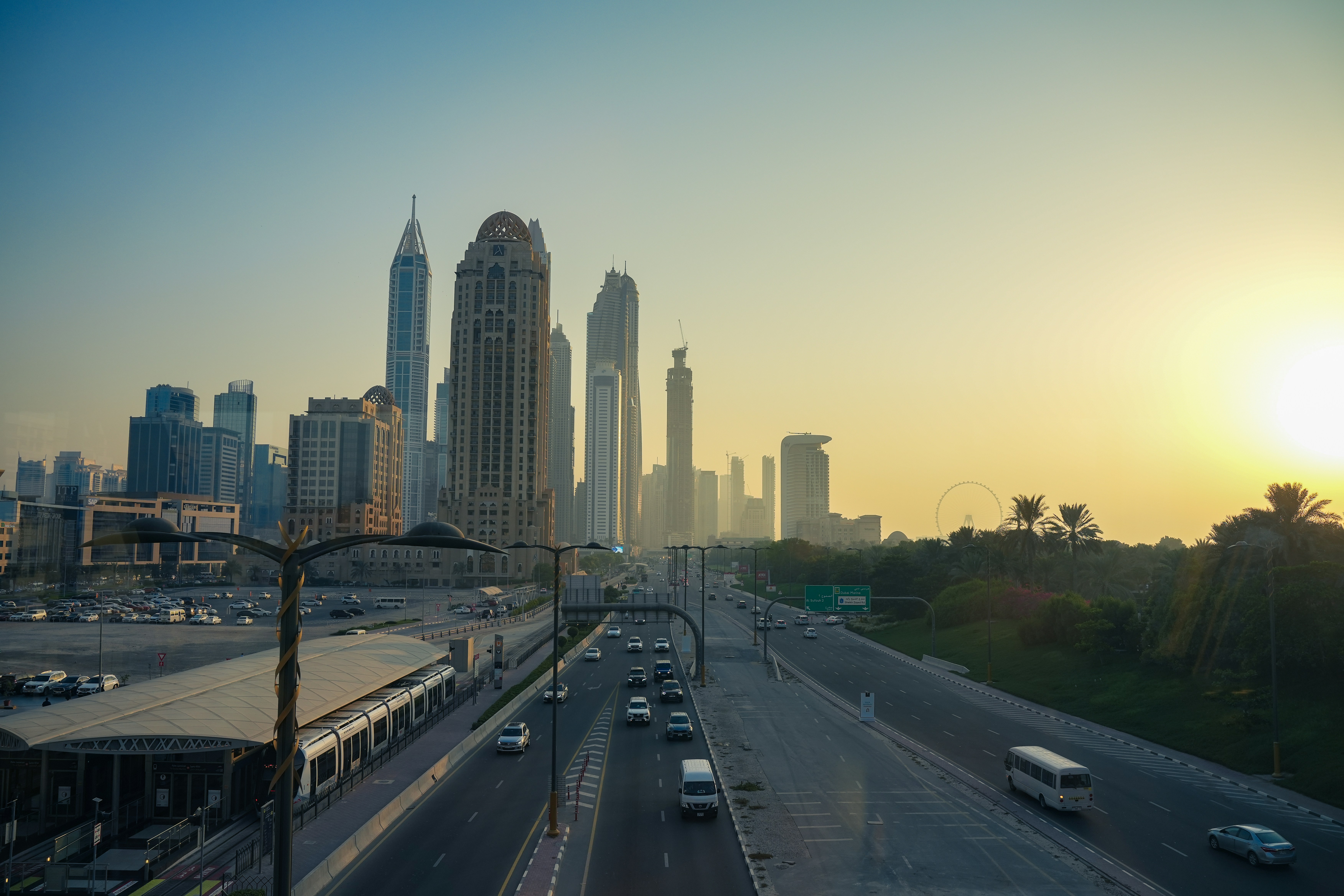 Dubai skyline sunset