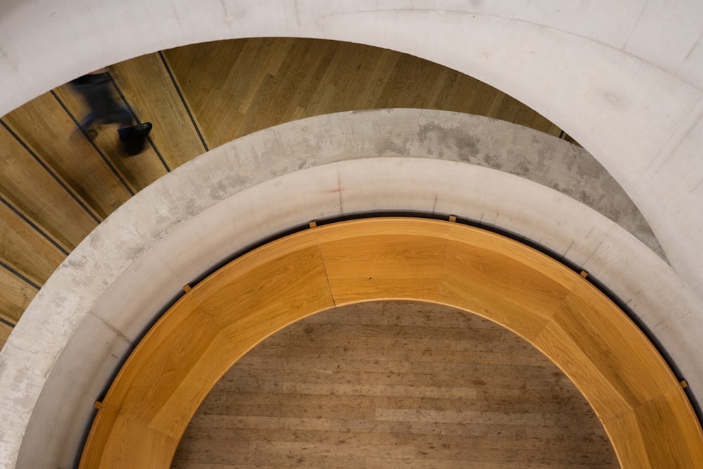 a spiral staircase with a railing