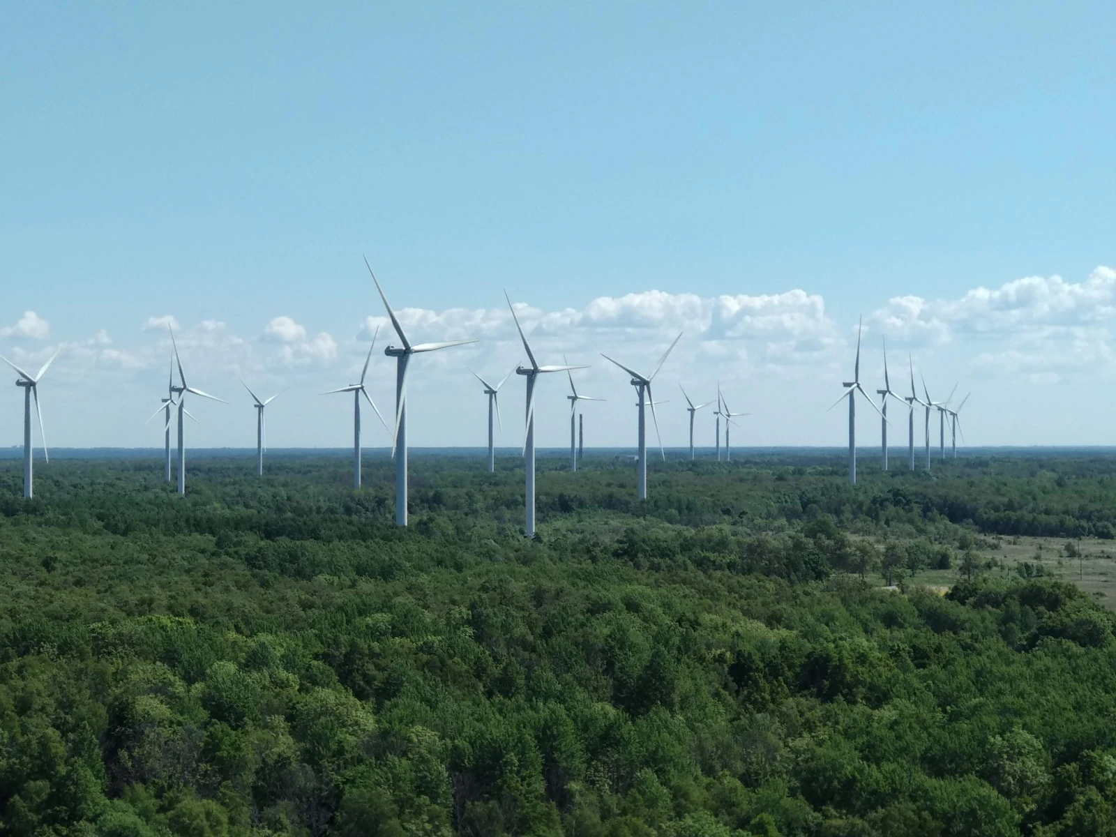 Wind turbines on farmland