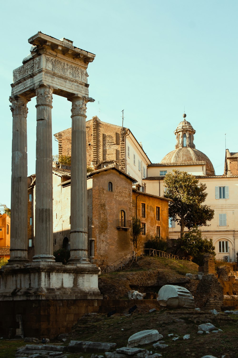 a building with pillars and a dome