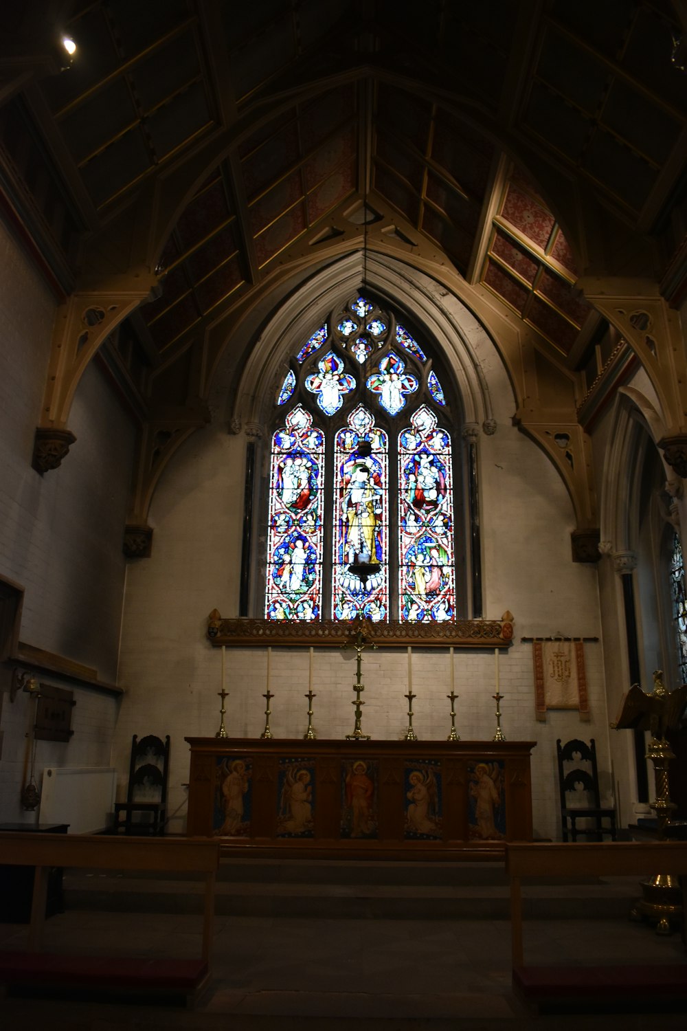 a stained glass window in a church