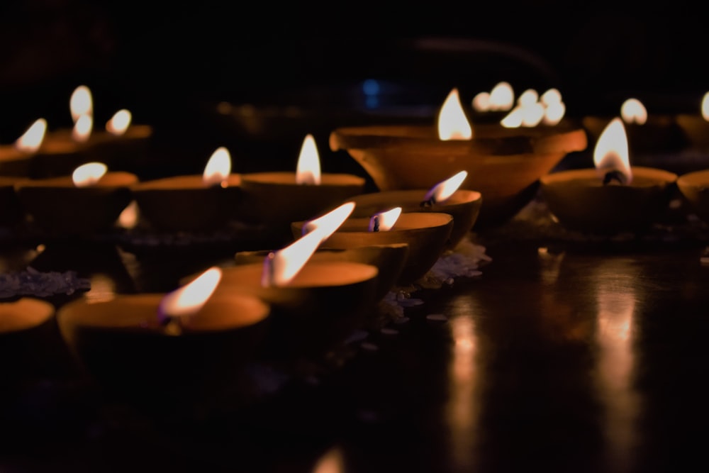 a group of lit candles