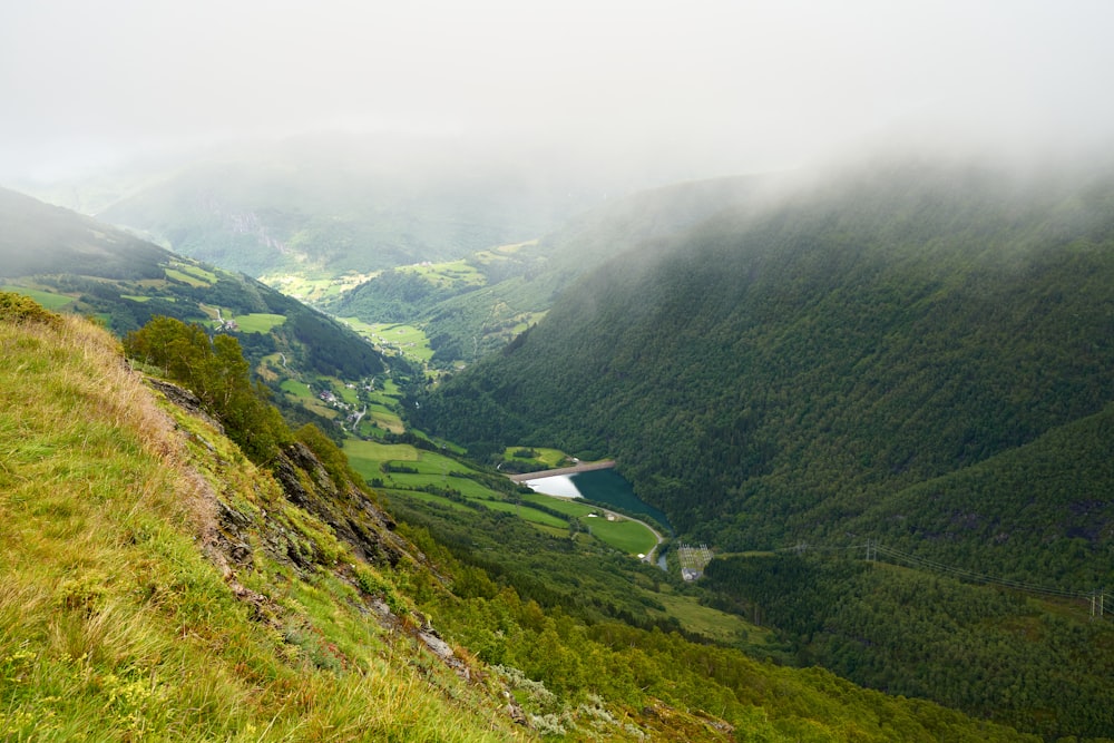 a valley with a river running through it