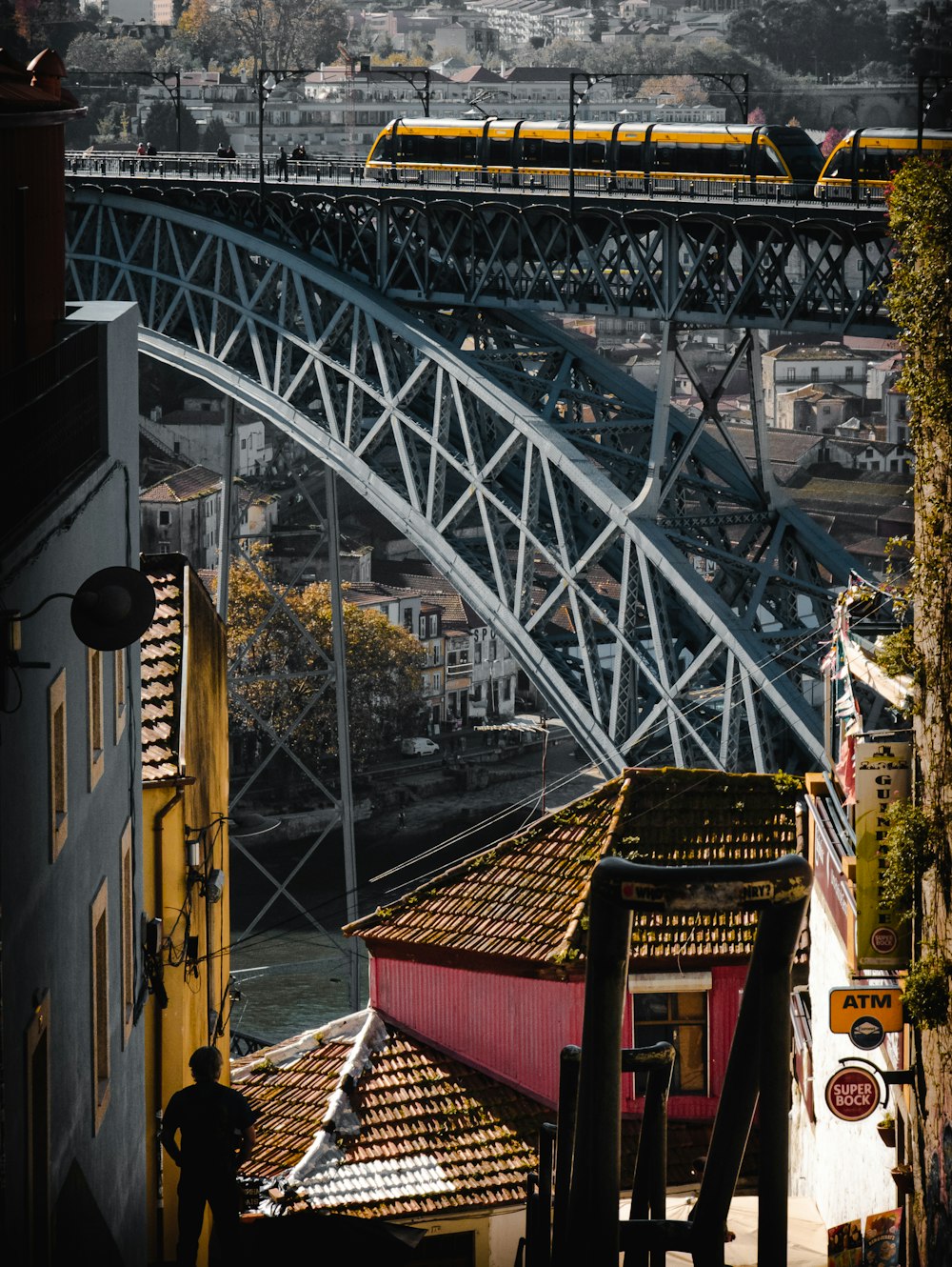 a train going over a bridge