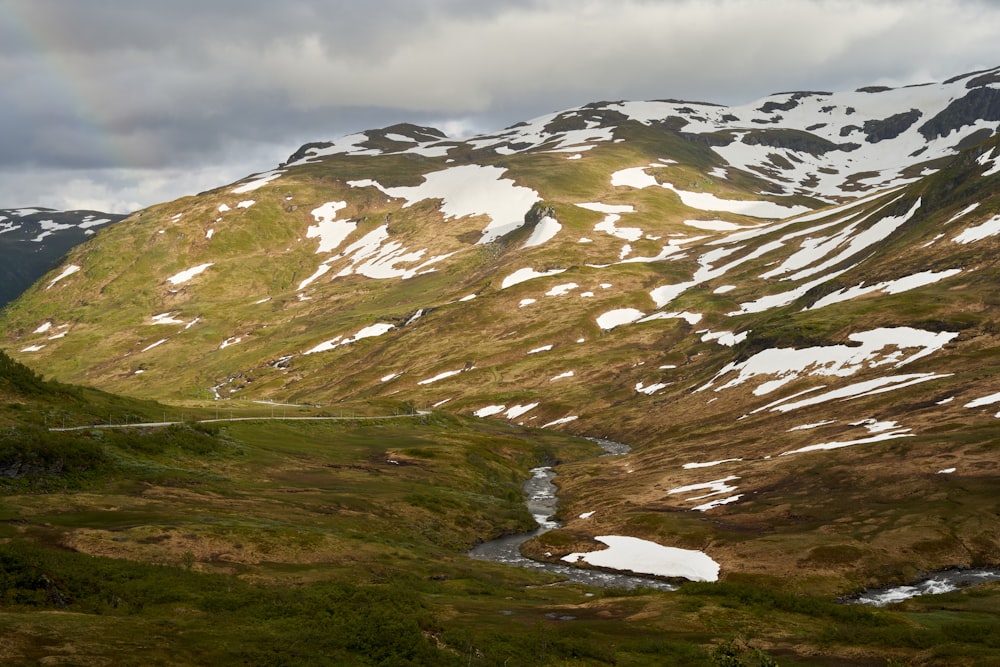 a mountain with snow