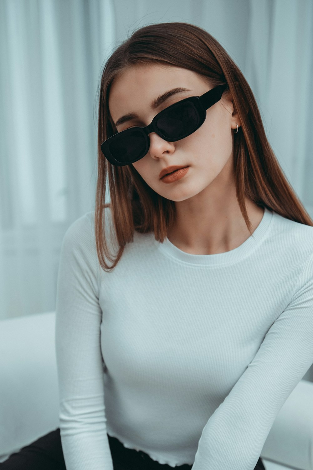 a woman wearing sunglasses