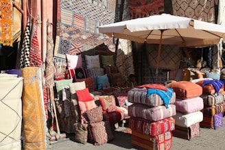 a shop with many suitcases