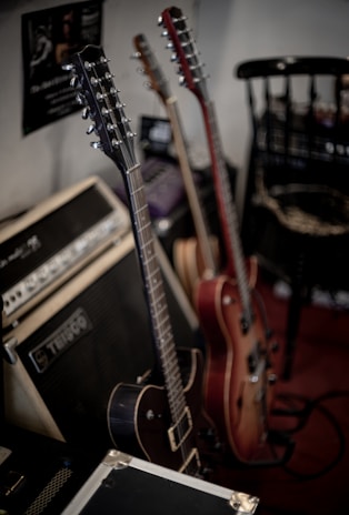 a guitar and amplifier