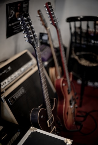 a guitar and amplifier