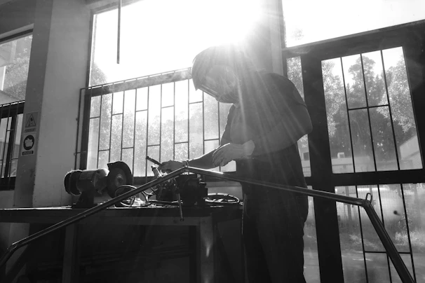 a man working on a machine