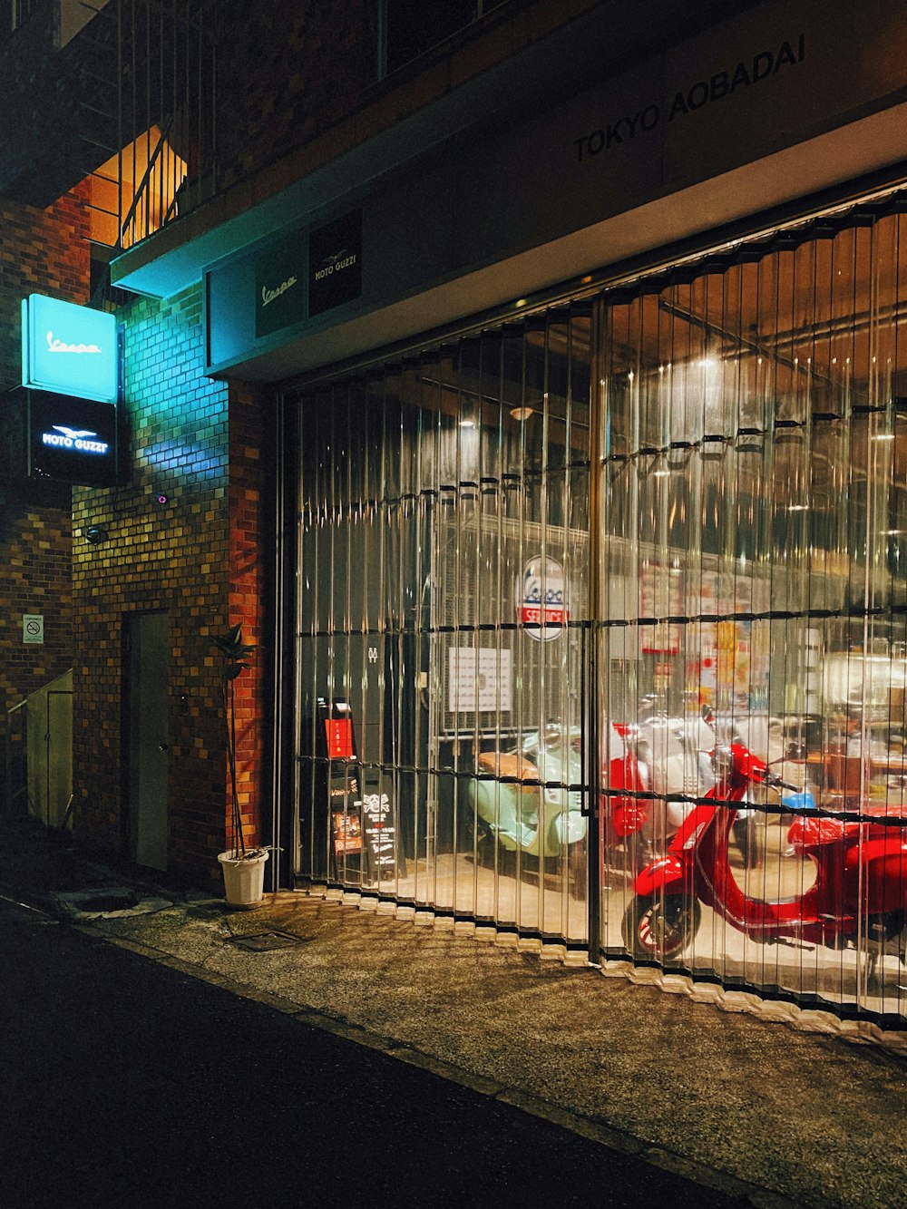 a store front with a bike rack