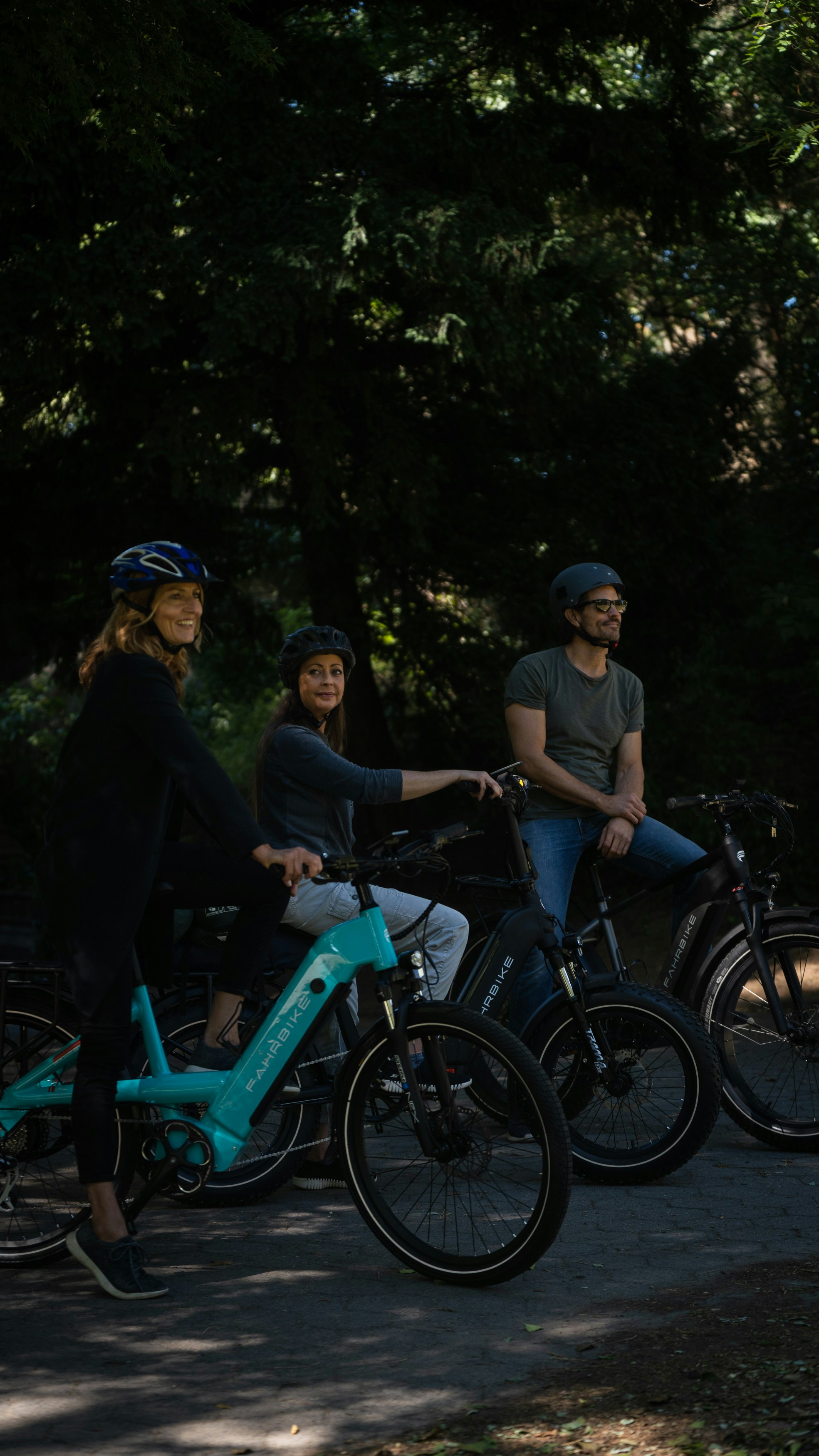 a group of people on bicycles