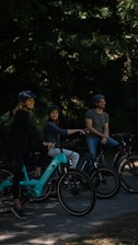 a group of people on bicycles