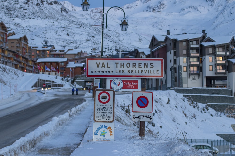 a sign on a street