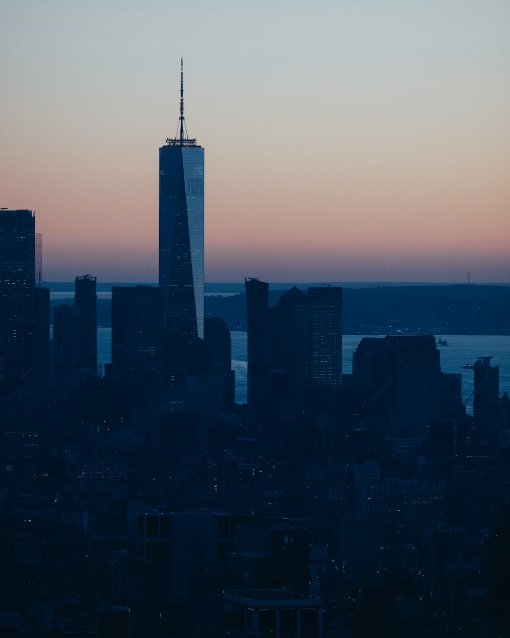 a city skyline at sunset