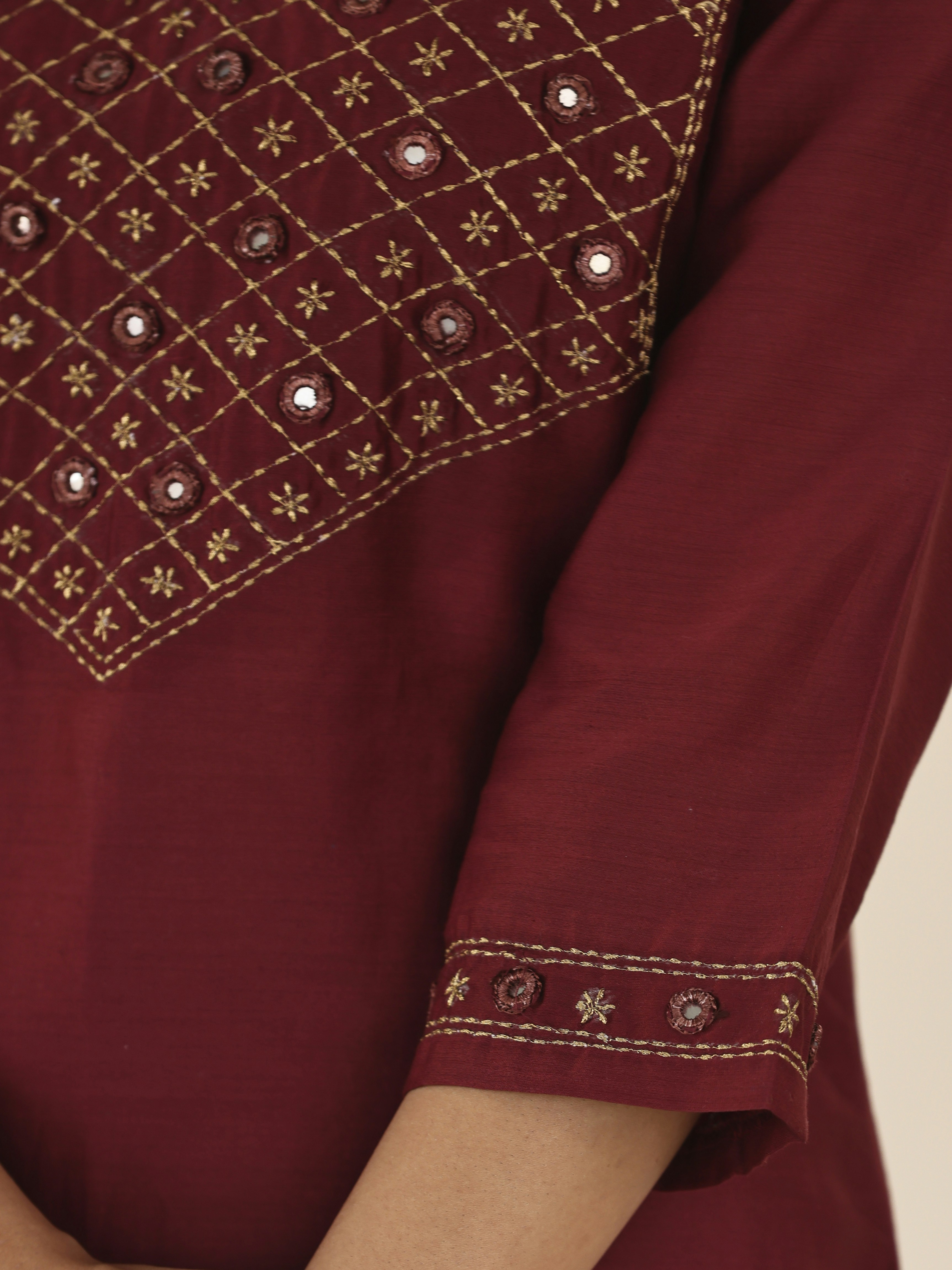 Deep Red Silk Kurta