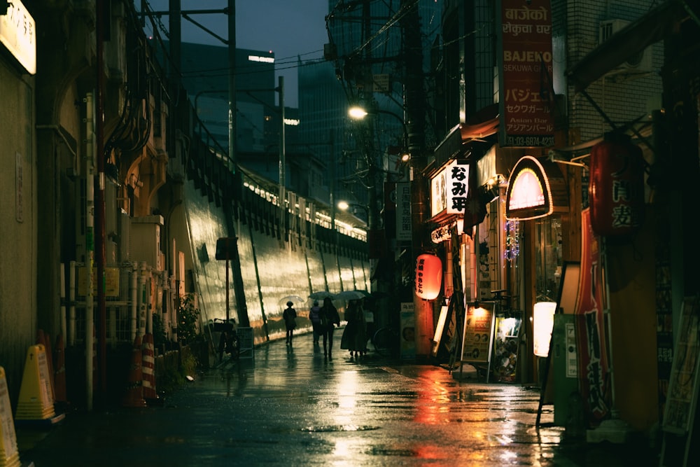 people walking down a street