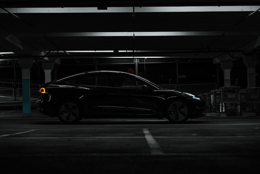 a car parked in a parking garage