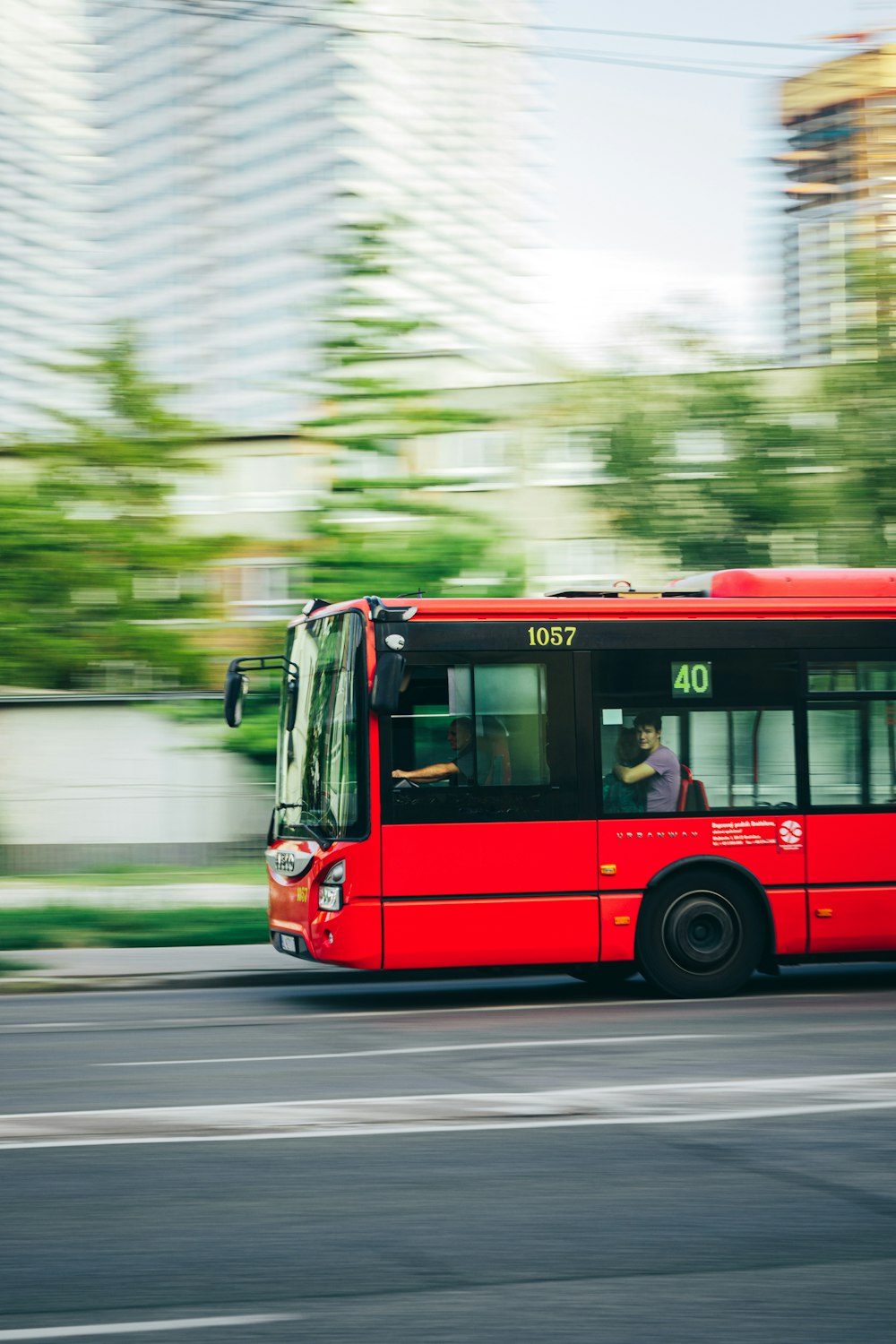 a bus driving down the street