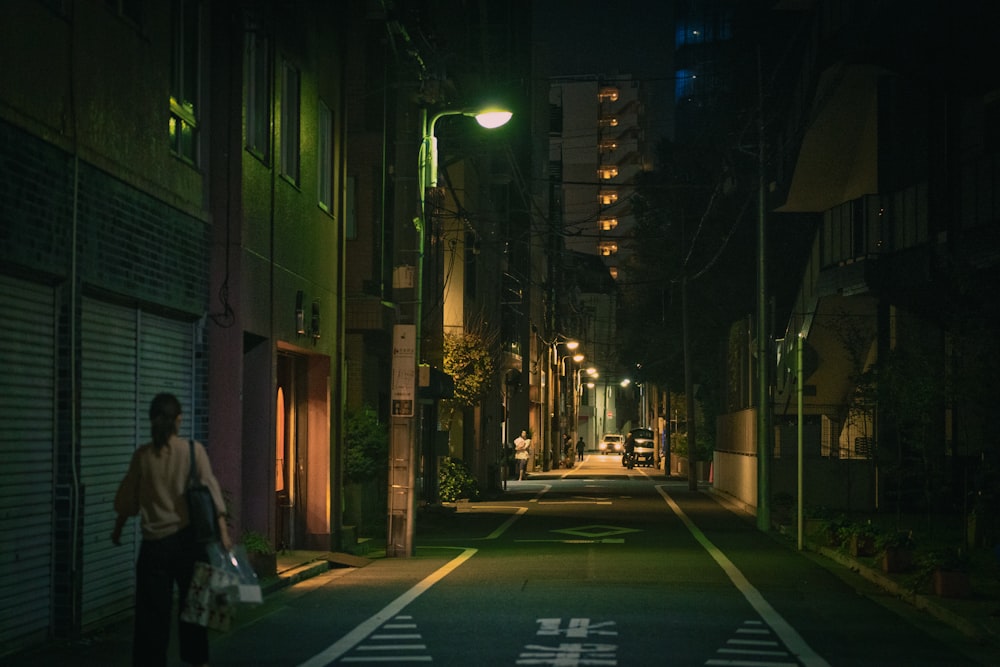 a person walking down a street