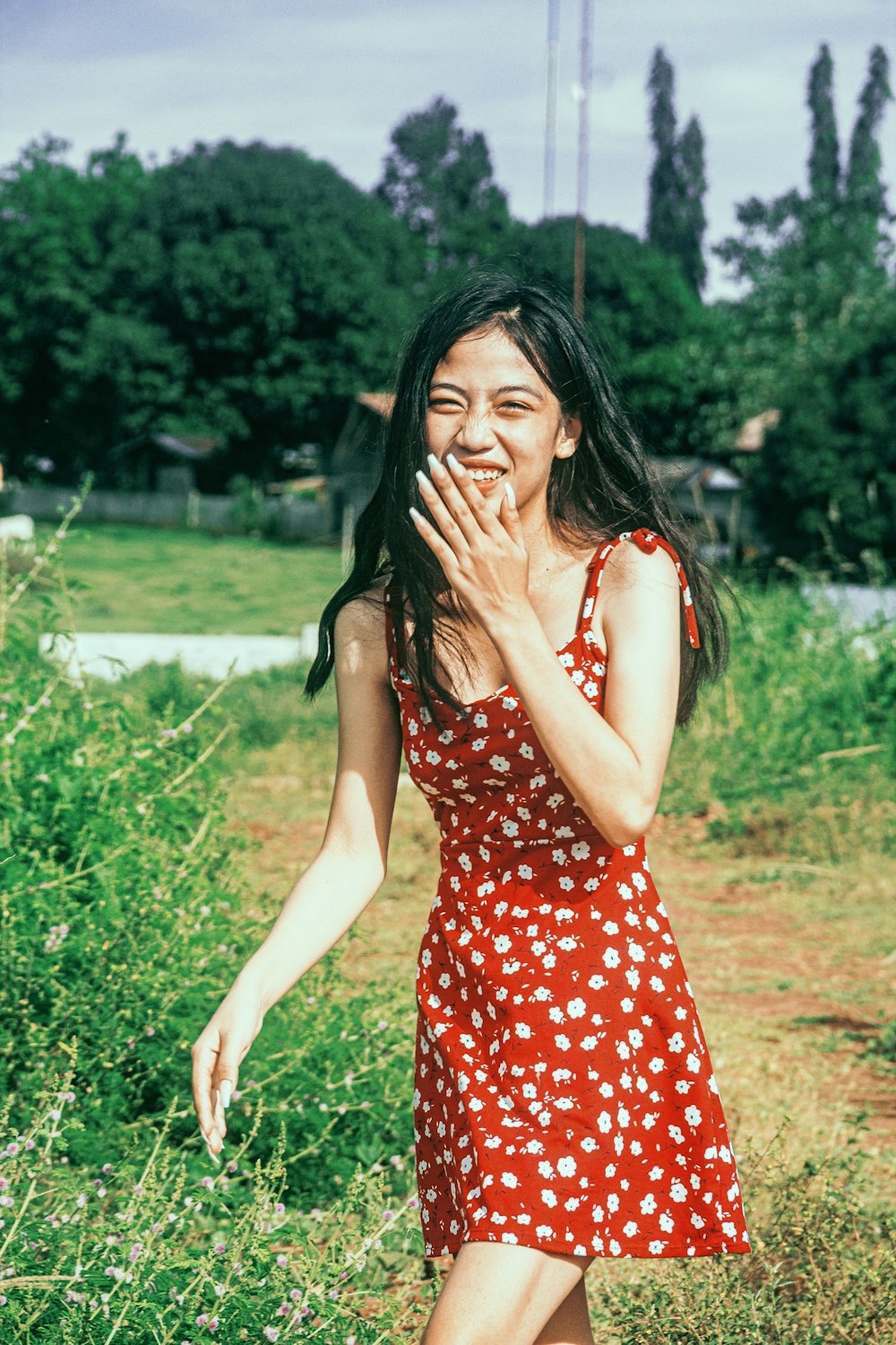 a person in a red dress