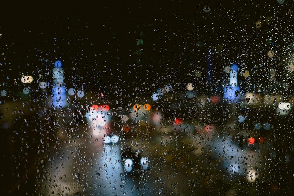 a window with rain drops on it