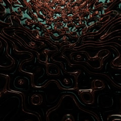 A sleek abstract geometric pattern in deep navy and matte black with subtle metallic gold highlights, evoking digital authority.