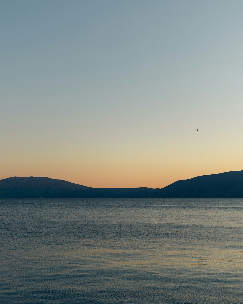 a body of water with hills in the background