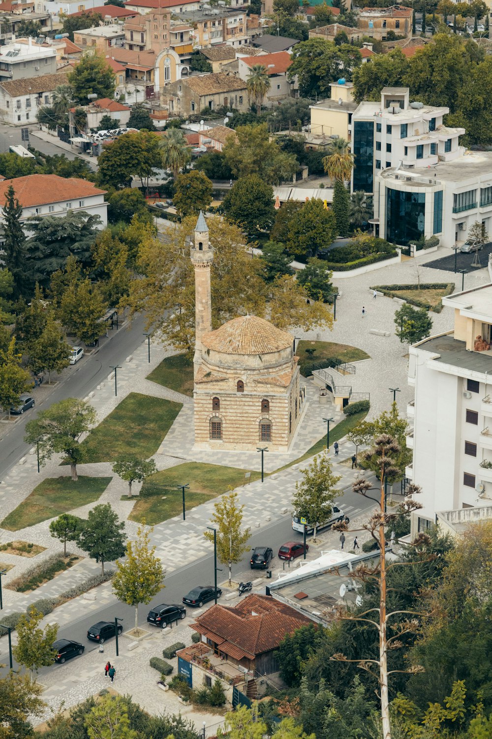 a large building with a tower