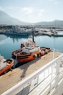a large ship docked at a port