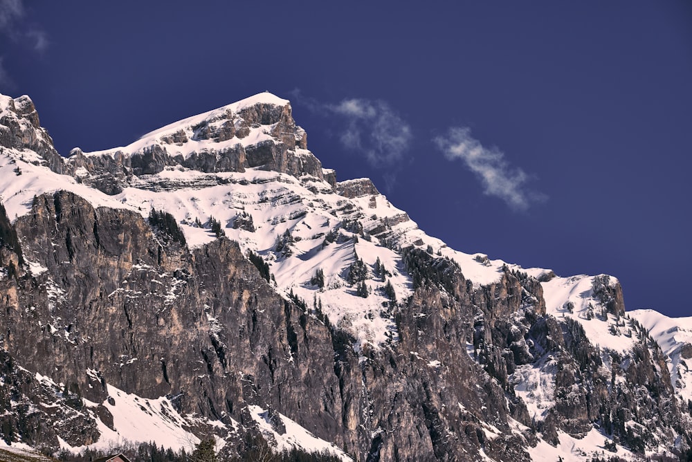 a mountain with snow