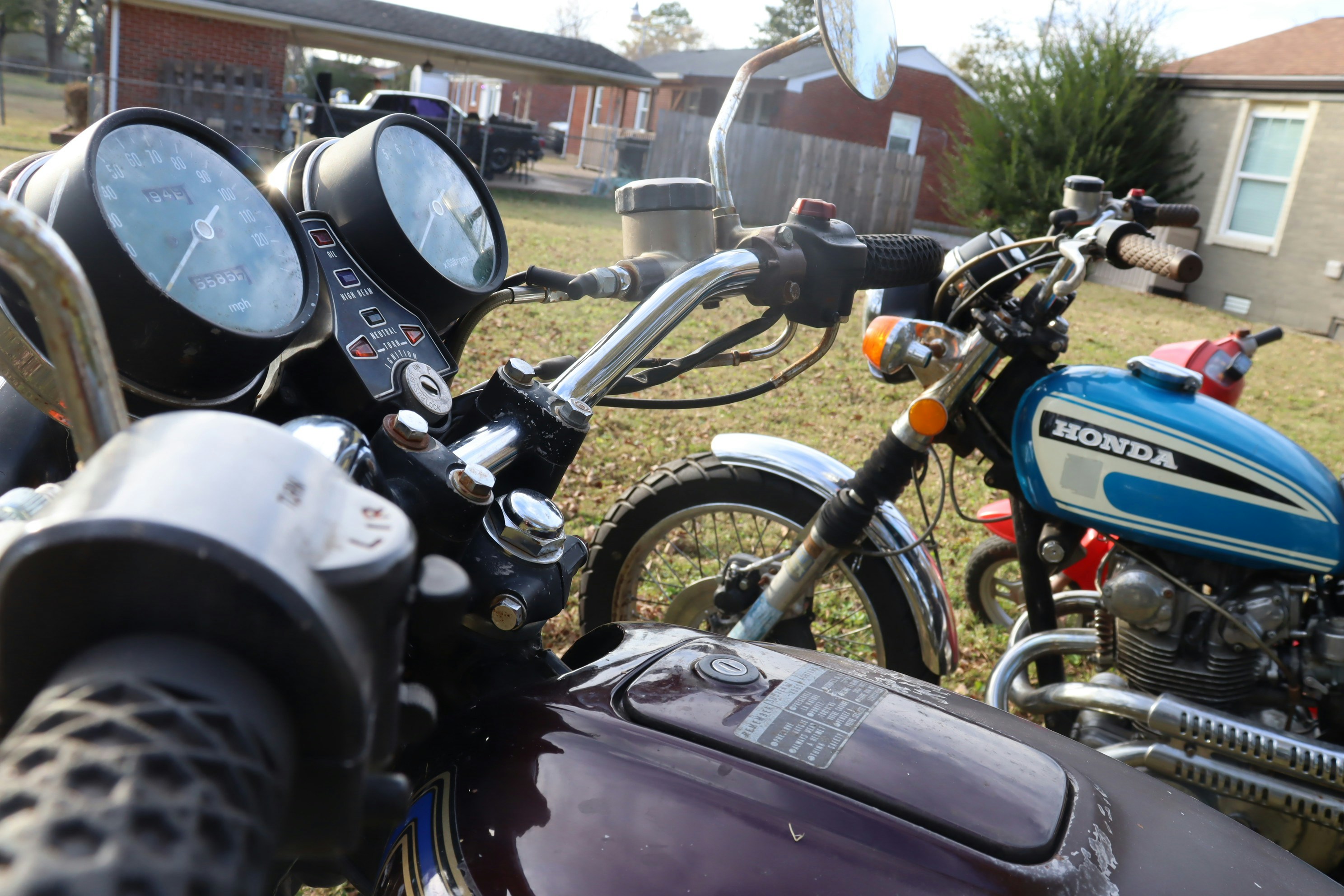 a motorcycle parked on the street