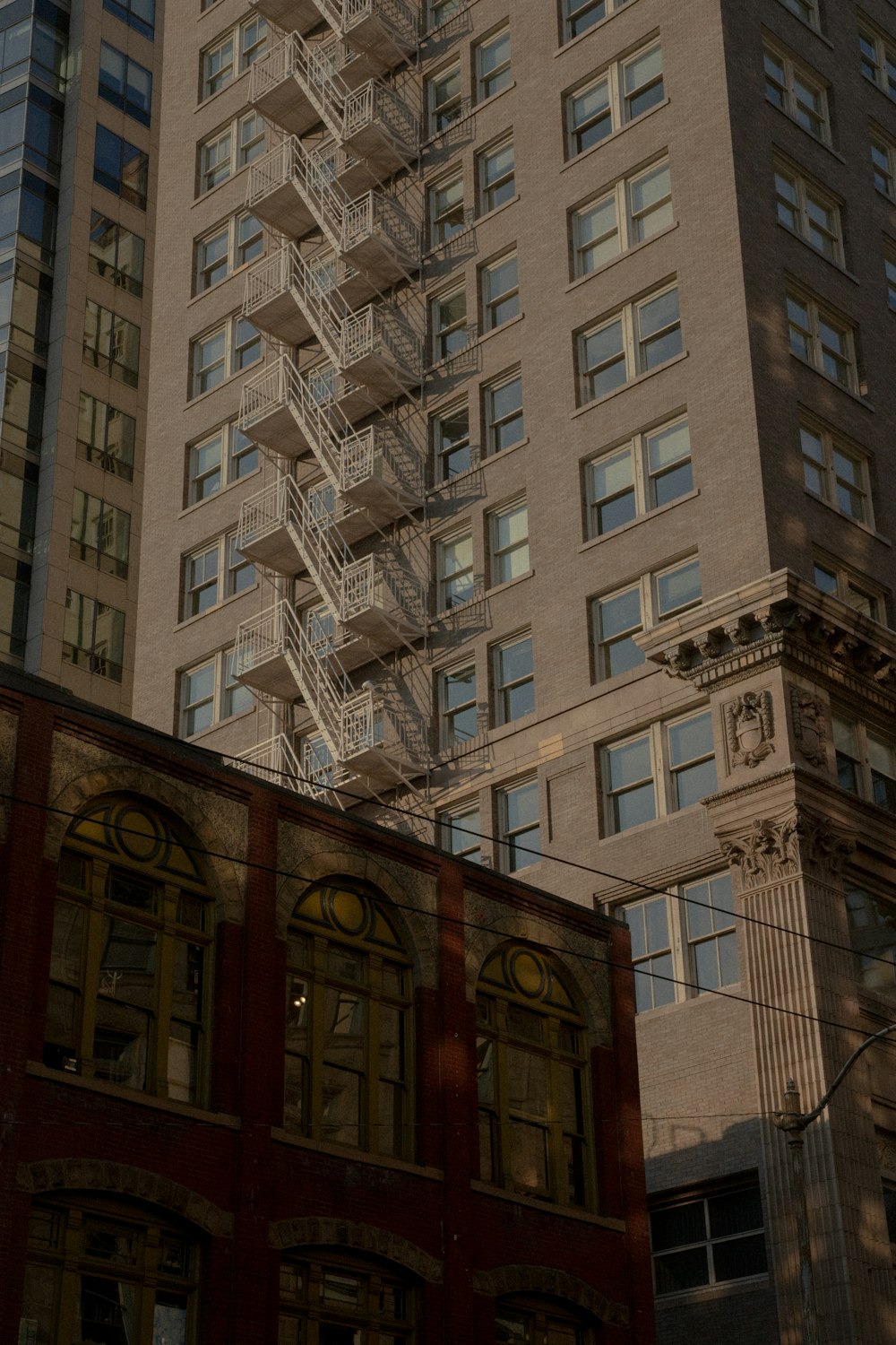 a building with a ladder on the side