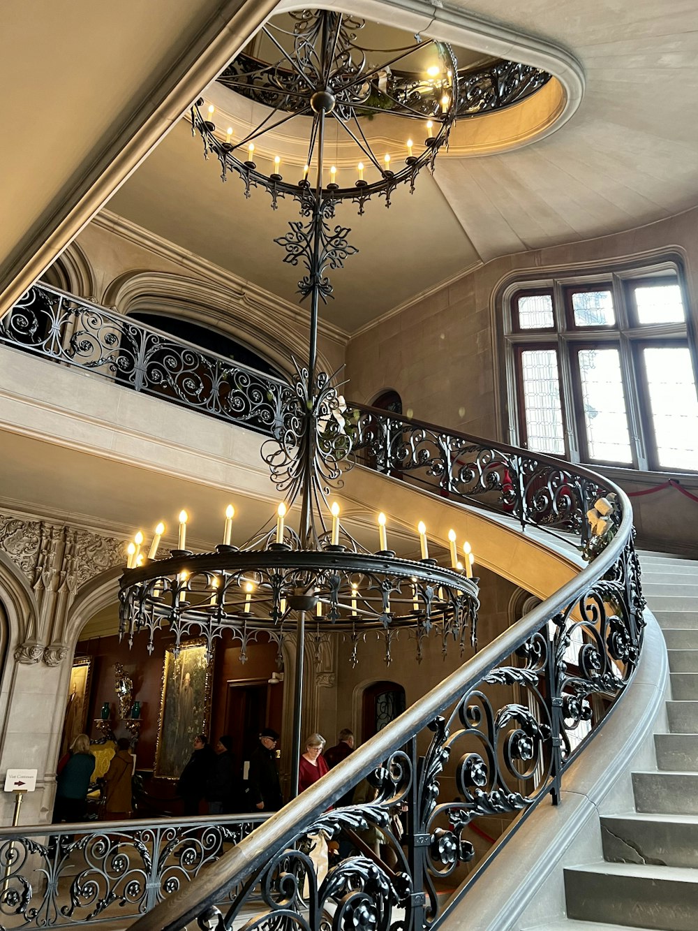 a chandelier in a room