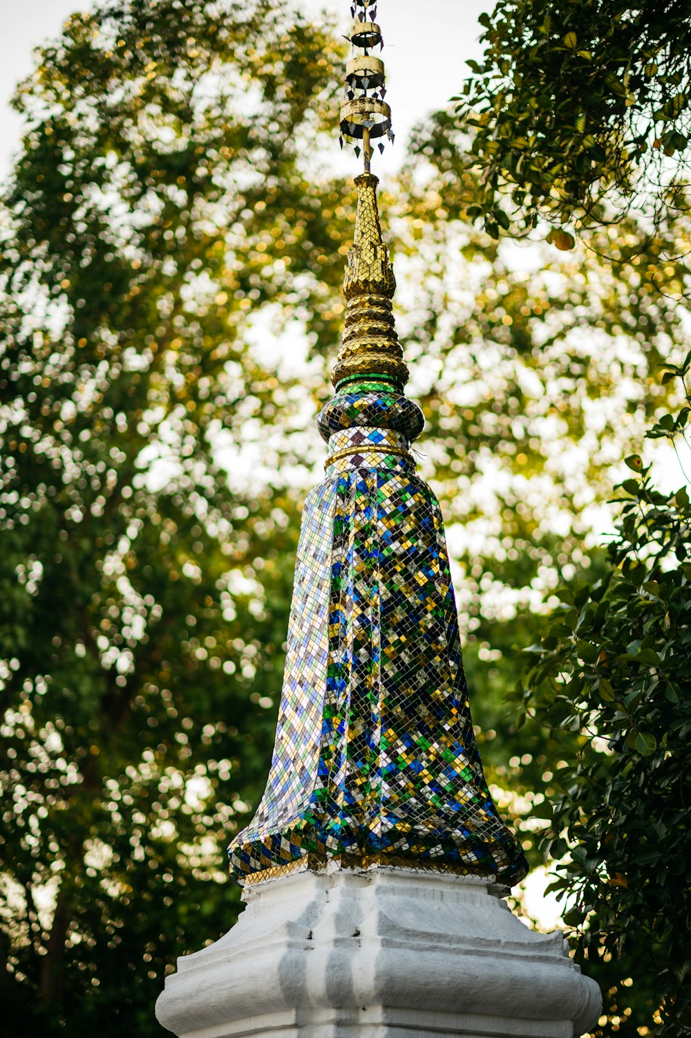 a statue of a person wearing a colorful dress