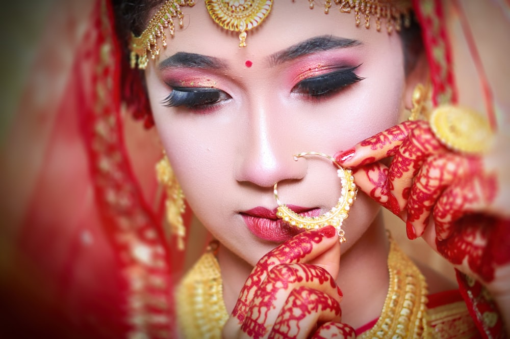 a woman wearing a headdress